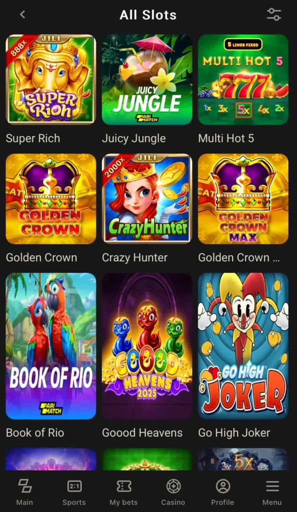 amazing collection of Parimatch Slots
