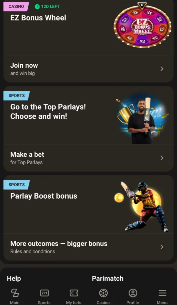 Parlay Boost Bonus at Parimatch India
