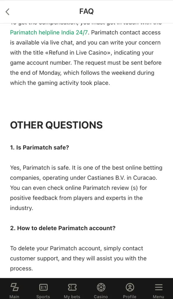 Parimatch safety for Indian users