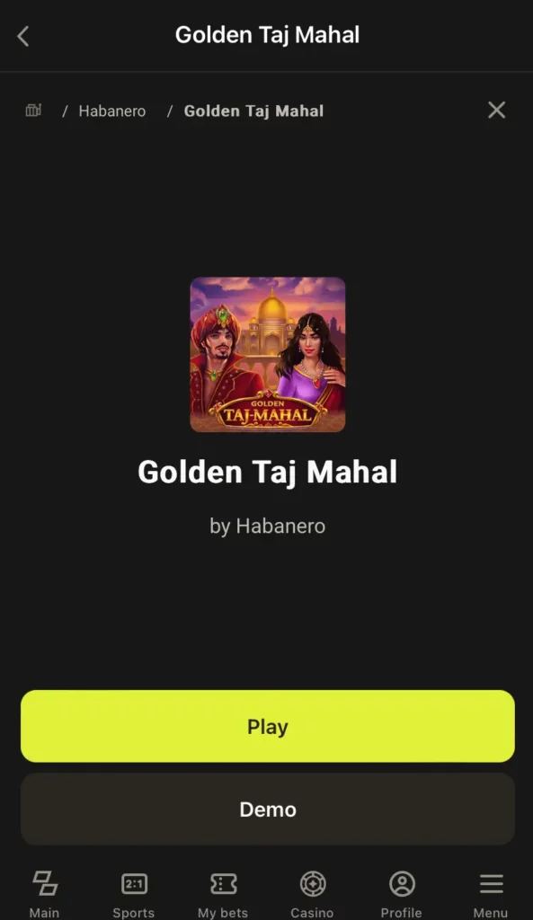 Golden Taj Mahal at Parimatch