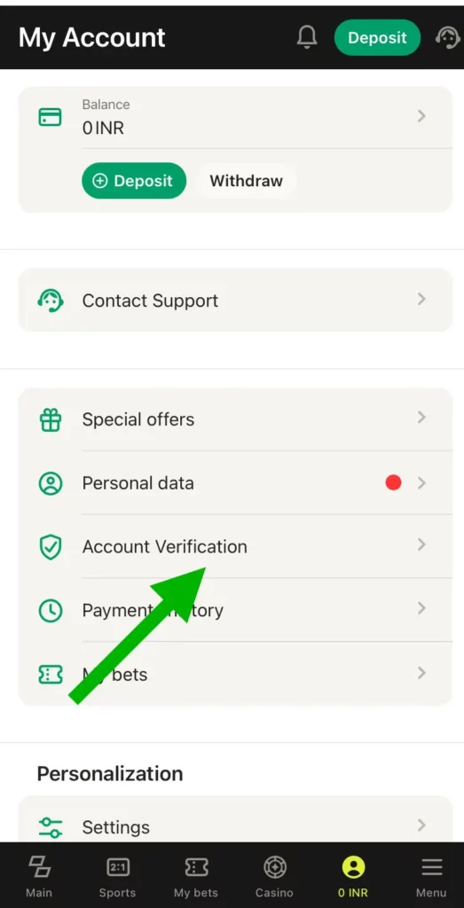 Account Confirmation at Parimatch India