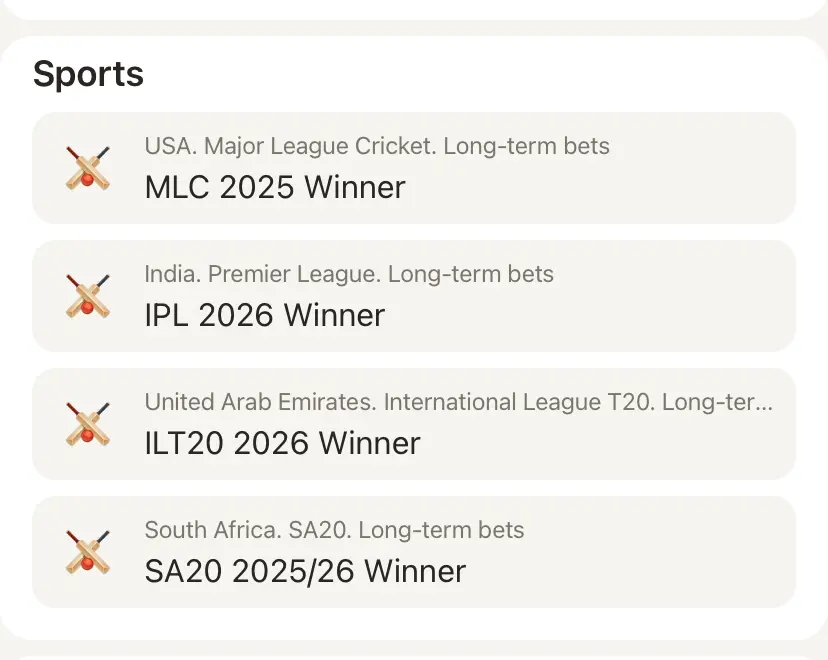 Parimatch cricket betting