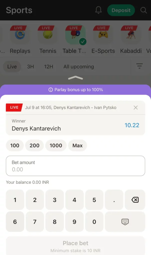 Enter your bet amount