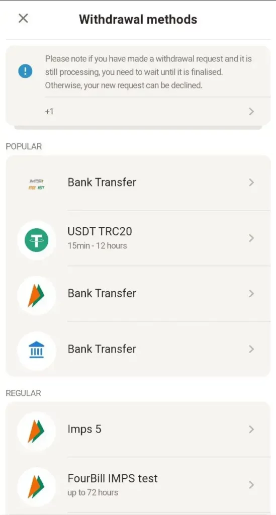 Withdrawal Methods