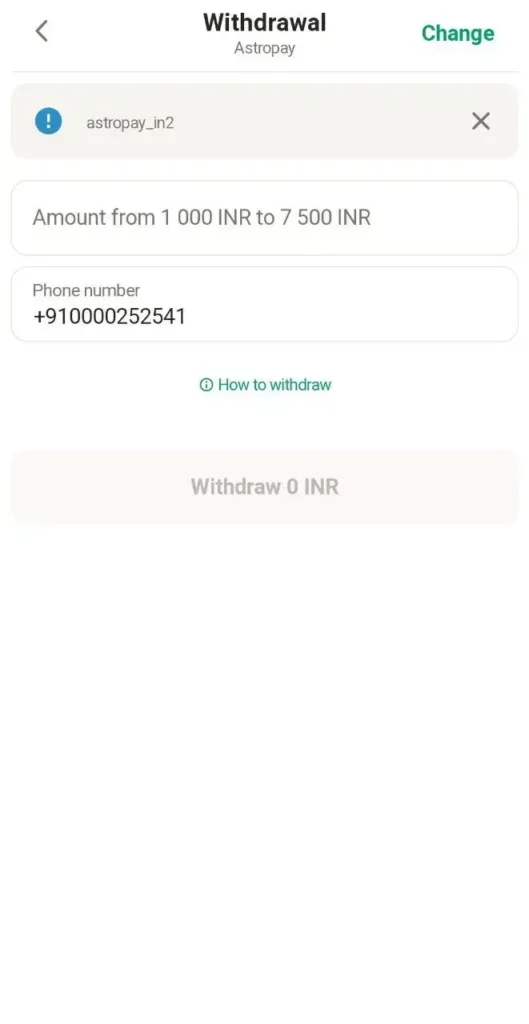 Enter the withdrawal amount