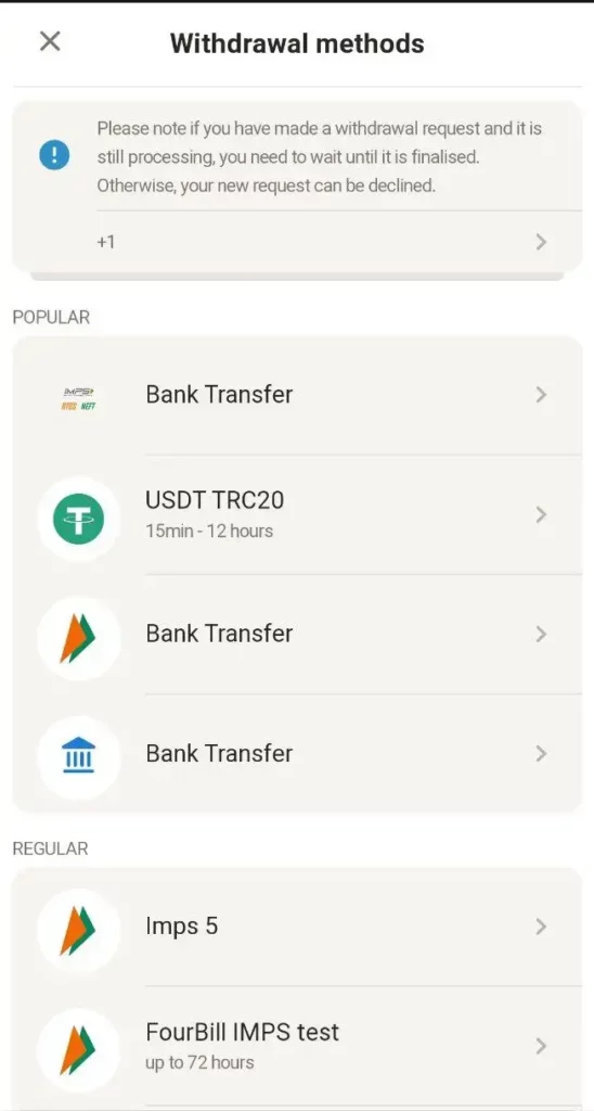 Withdrawal Methods