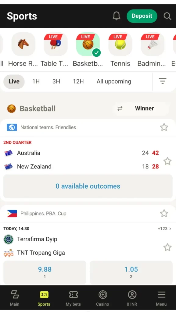 Basketball on Parimatch 