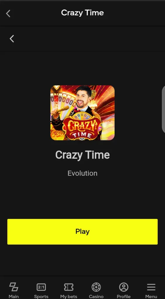 Search Crazy Time on Parimatch 