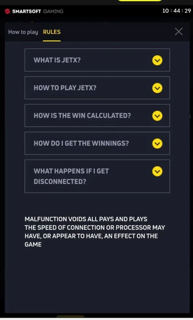 JetX game Rules