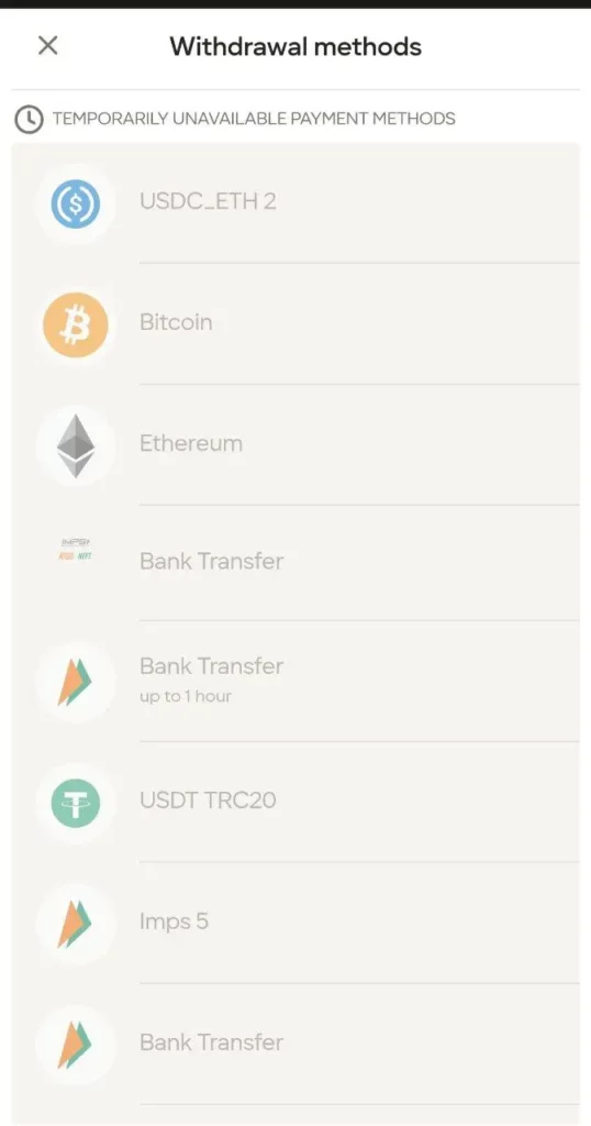 Withdrawal at Parimatch