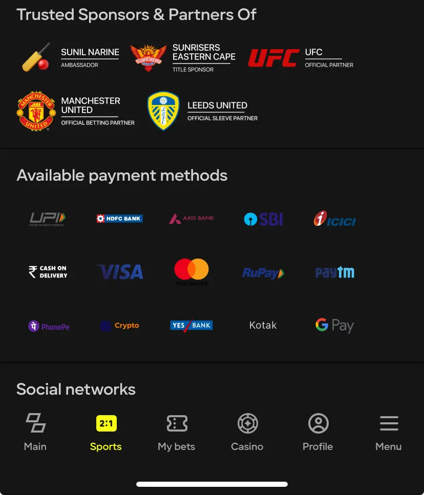 Available Payment Methods Parimatch