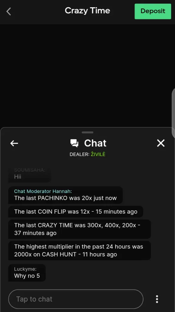 Crazy Time Game Chat