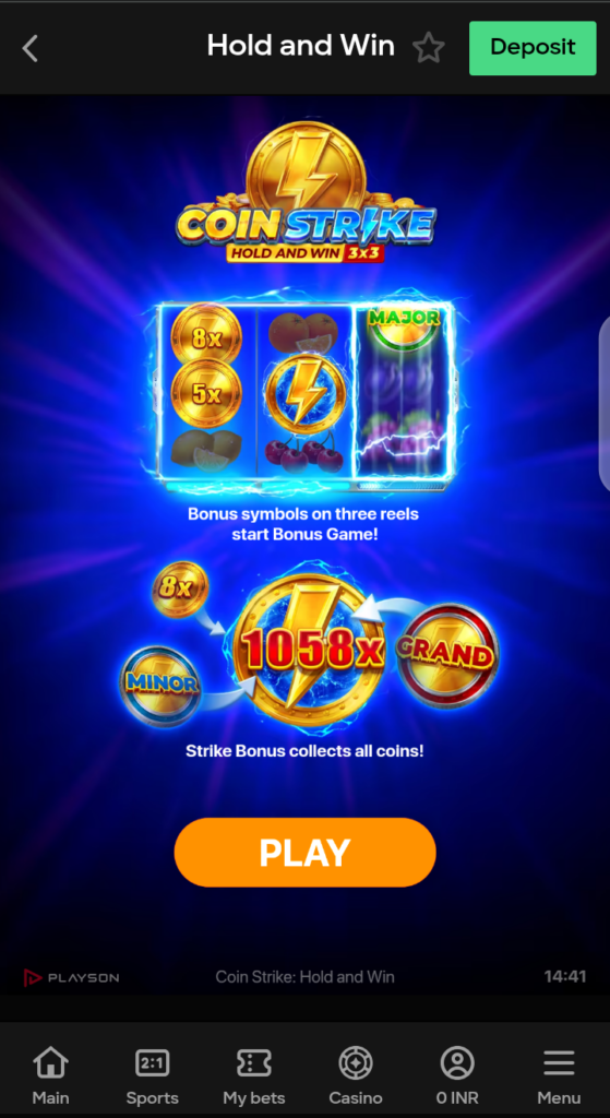 Hold and Win on Parimatch