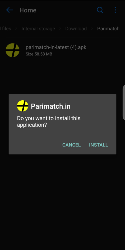 Parimatch app installation